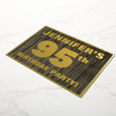 95e verjaardag: Vet, Faux Hood Grain Pattern Folie Uitnodiging (Gedraaid)