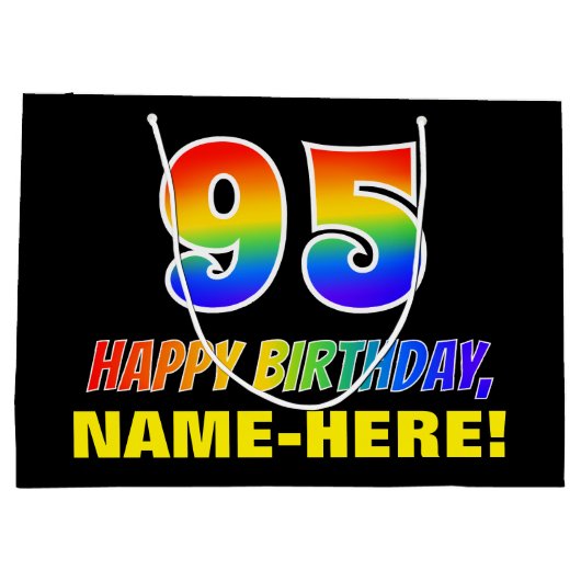 95e verjaardag: Vet, Vun, Eenvoudig, Regenboog 95 Groot Cadeauzakje (Achterkant)
