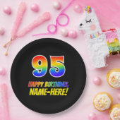 95e verjaardag: Vet, Vun, Eenvoudig, Regenboog 95 Papieren Bordje (Feest)