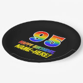 95e verjaardag: Vet, Vun, Eenvoudig, Regenboog 95 Papieren Bordje (Gekanteld)