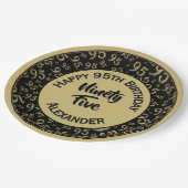 95e verjaardag Willekeurig nummer Patroon Goud/Zwa Papieren Bordje (Gekanteld)