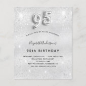 95e verjaardag zilveren glitter budgetuitnodiging flyer (Voorkant)