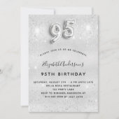 95e verjaardag zilveren glitter sparkles kaart (Voorkant)