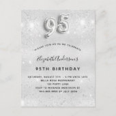 95e verjaardag zilveren glitter sparkles uitnodiging briefkaart (Voorkant)