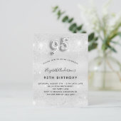 95e verjaardag zilveren glitter sparkles uitnodiging briefkaart (Staand voorkant)