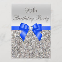 95e Verjaardag Zilveren Sequin Royal Blue Bow Diam