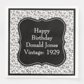 95e verjaardag zwart/wit beugel nummer patroon servet (Voorkant)