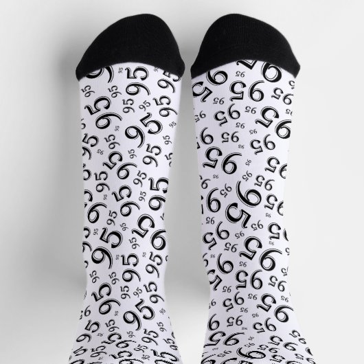 95e verjaardag zwart/wit Random Number Pattern Sokken (Top)