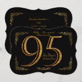 95e, Verjaardagsfeest 95e, grote Gatsby, zwart & g Kaart (Voorkant / Achterkant)