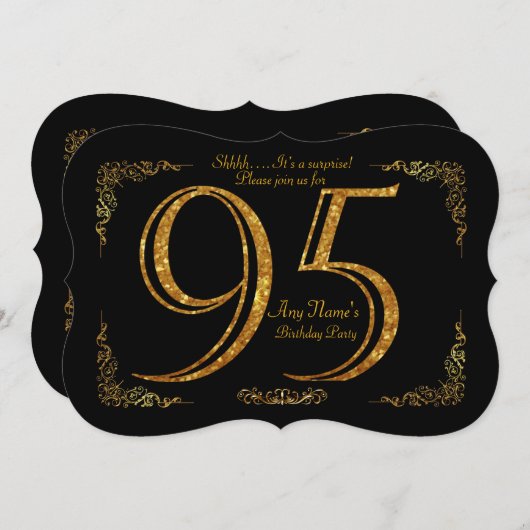 95e, Verjaardagsfeest 95e, grote Gatsby, zwart & g Kaart (Voorkant / Achterkant)