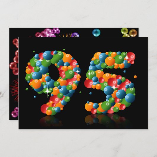 95e verjaardagsfeest, met bubbels en ballen kaart (Voorkant / Achterkant)