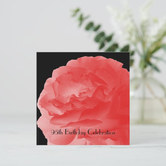 95e verjaardagsfeestje Coral Pink Rose, Naam, Bloe Kaart (Staand voorkant)