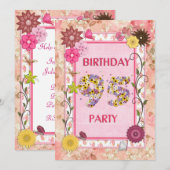 95e verjaardagsfeestuitnodiging met bloemenfeest l kaart (Voorkant / Achterkant)