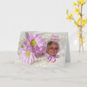 95e verjaardagsfotokaart met diaisies kaart (Gele Bloem)