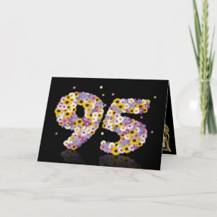 95e verjaardagskaart met bloemen letters kaart