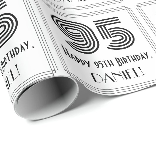 95ste verjaardag: Art Deco geïnspireerde stijl "95 Cadeaupapier (Rol Hoek)