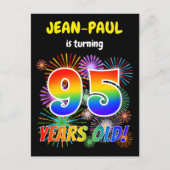 95ste verjaardag - Leuk vuurwerk, Regenboog look " Briefkaart (Voorkant)