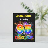 95ste verjaardag - Leuk vuurwerk, Regenboog look " Briefkaart (Staand voorkant)