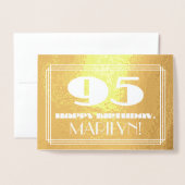 95ste verjaardag: naam + Art Deco geïnspireerd loo Folie Kaarten (Voorkant met envelop)
