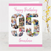 95ste Verjaardag Nummer 95 Fotocollage Grote Aange Kaart (Gele Bloem)