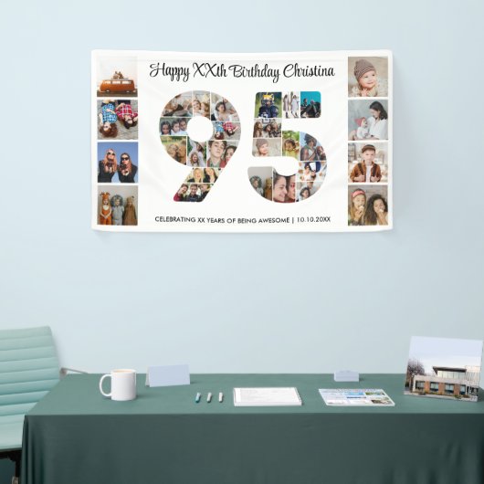 95ste verjaardag nummer 95 Fotocollage Spandoek (Beurs)