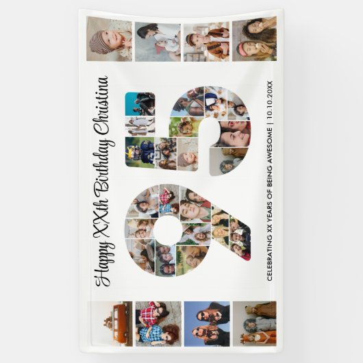 95ste verjaardag nummer 95 Fotocollage Spandoek (Verticaal)