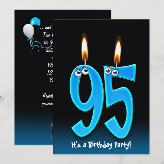 95ste verjaardagsfeestje kaart (Voorkant / Achterkant)