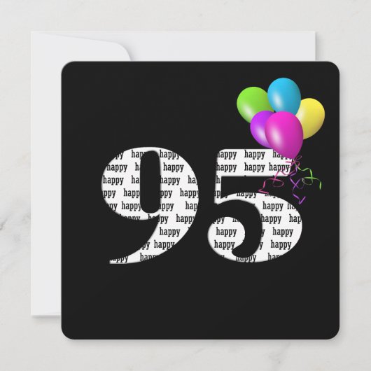 95ste verjaardagsfeestje met ballonbos kaart (Voorkant)