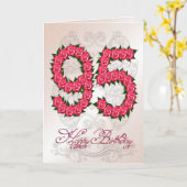 95ste verjaardagskaart met rozen en bladeren kaart (Gele Bloem)