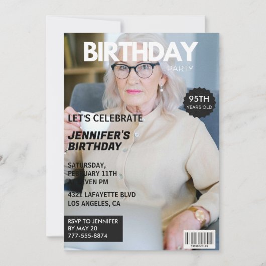 95ste verjaardagsuitnodiging voor haar Magazine Ho Kaart (Voorkant)
