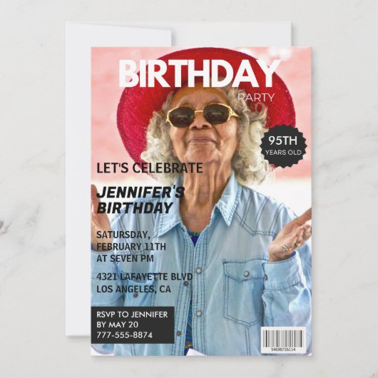 95ste verjaardagsuitnodiging voor haar Magazine Ho Kaart (Voorkant)