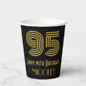 95th Birthday: Art Deco Inspired Look “95” & Name Papieren Bekers (Achterkant)