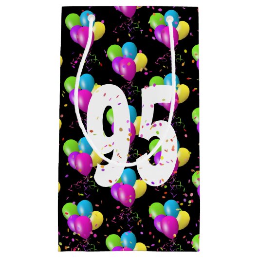 95th Birthday Balloons en Confetti Small Gift Bag Klein Cadeauzakje (Voorkant)