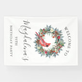 95th Birthday Banner Red Cardinal Custom Welcome (Horizontaal)