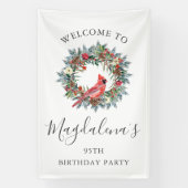 95th Birthday Banner Red Cardinal Custom Welcome (Verticaal)