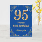95th Birthday Blue and Gold Glitter Lijst Kaart (Gele Bloem)