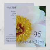 95th Birthday Celebration/Elegant White Peony Kaart (Voorkant / Achterkant)