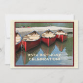 95th Birthday Celebration Invitation, Red Canoes Kaart (Voorkant)