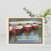 95th Birthday Celebration Invitation, Red Canoes Kaart (Staand voorkant)