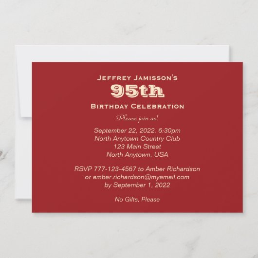 95th Birthday Celebration Invitation, Red Canoes Kaart (Achterkant)