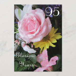 95th Birthday Celebration!-Roze Rose Bouquet Kaart