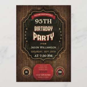95th Birthday Chalkboard & Wood Kaart