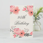 95th Birthday Chic Waterverf Flowers Kaart (Staand voorkant)