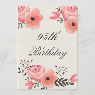 95th Birthday Chic Waterverf Flowers Kaart