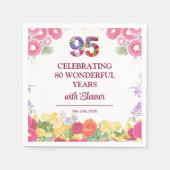 95th Birthday - Elegant Floral Garden Servet (Voorkant)