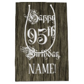 95th Birthday: Fancy, Faux Wood Look + Custom Name Medium Cadeauzakje (Voorkant)