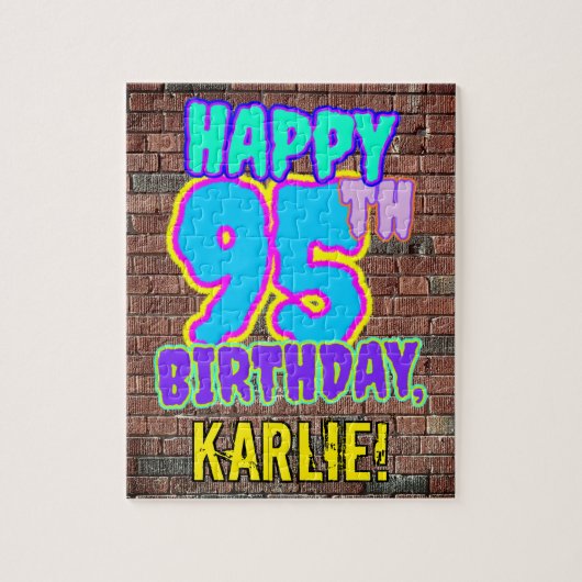 95th Birthday ~ Fun, Urban Graffiti geïnspireerd l Legpuzzel (Verticaal)