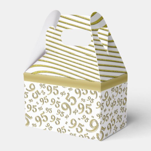 95th Birthday Gold and White Number Pattern Bedankdoosjes (Achterkant)