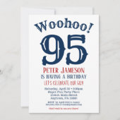 95th Birthday Invitation Mannen Navy Blue Kaart (Voorkant)