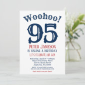95th Birthday Invitation Mannen Navy Blue Kaart (Staand voorkant)